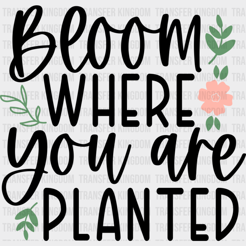 Bloom Where You Are Planted - Spring DTF Transfer Adult Unisex - S & M (10’’) / Dark Color Design (See Imaging)