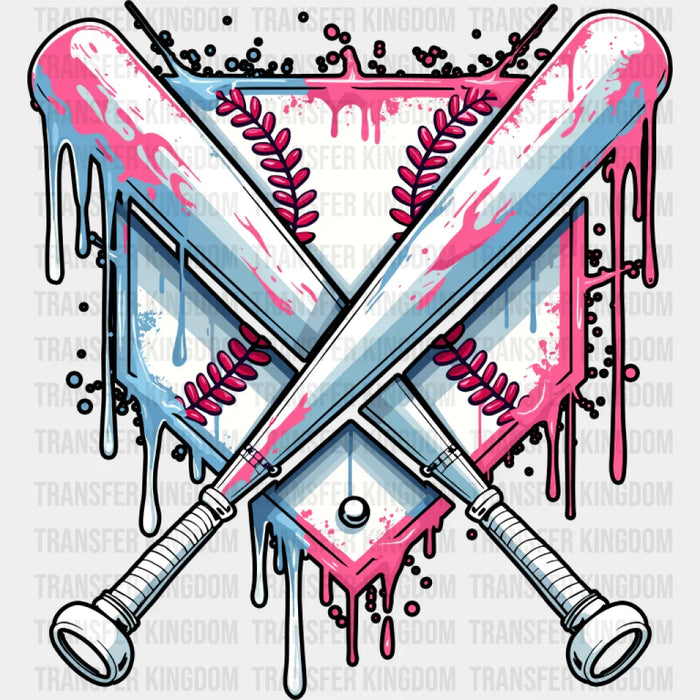 Blue And Pink Baseball Bats - Baseball DTF Transfer