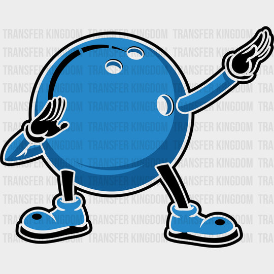 Blue Bowling Ball Dabbing - Bowling DTF Transfers Adult Unisex - S & M (10’’) / Dark Color Design (See Imaging)