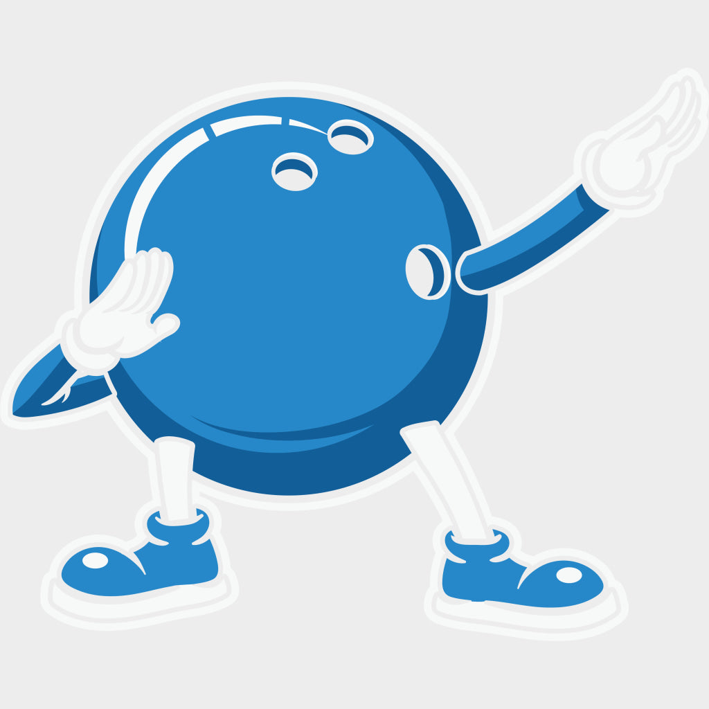 Blue Bowling Ball Dabbing - Bowling DTF Transfers Adult Unisex - S & M (10’’) / Light Color Design (See Imaging)