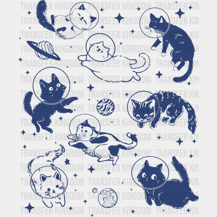 Blue Cats In Space - Cat DTF Transfer