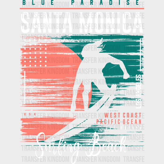 Blue Paradise Santa Monica Surfing Beach - Dtf Heat Transfer Unisex S & M (10’’) / Light Color