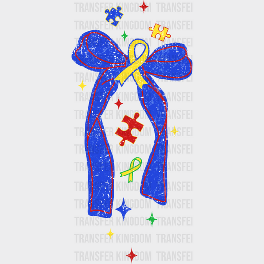 Blue Ribbon Jigsaw Design - Autism Awareness DTF Transfer