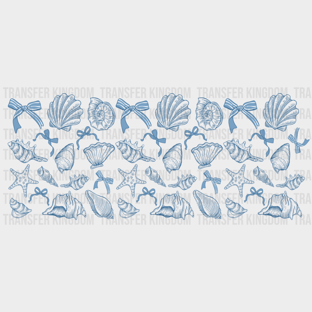 Blue Seashells - Summer Cup Wrap UV Sticker Permanent UV DTF Decal UVDTF