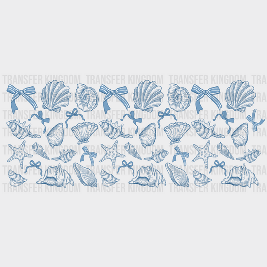 Blue Seashells - Summer Cup Wrap UV Sticker Permanent UV DTF Decal UVDTF