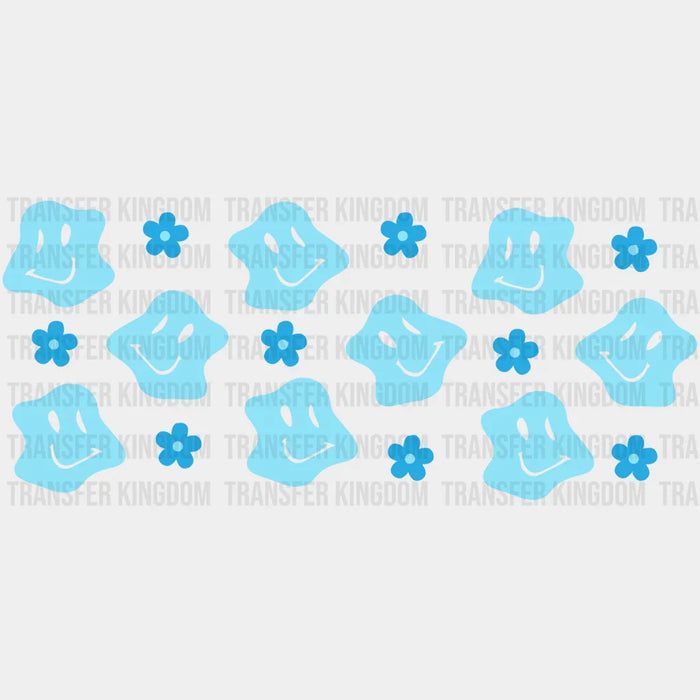 Blue Smilies UV DTF Transfer Cup Wrap UV DTF Sticker