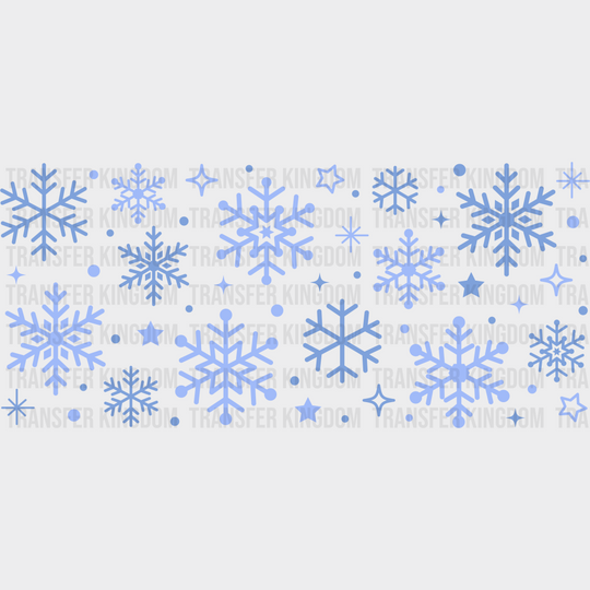 Blue Snowflakes - Winter Cup Wrap Uv Sticker Permanent Dtf Decal