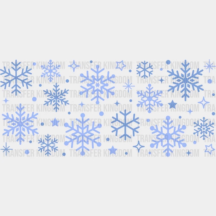 Blue Snowflakes - Winter Cup Wrap UV Sticker Permanent UV DTF Decal