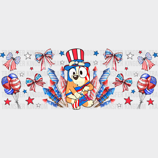 Bluey Chilli Heeler Fireworks - 4Th Of July Cup Wrap Uv Sticker Permanent Dtf Decal