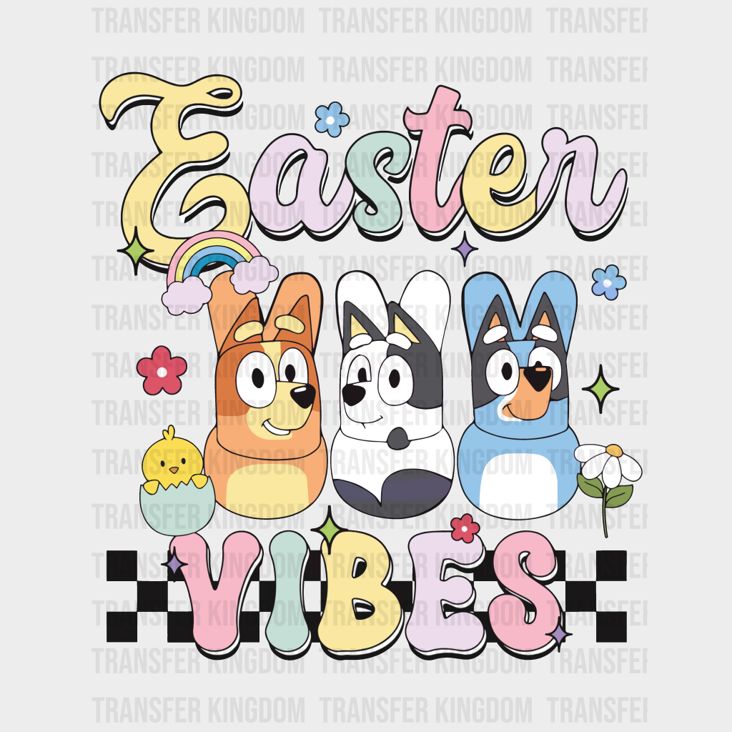 Bluey Easter Vibes - Dtf Heat Transfer Unisex S & M (10’) / Dark Color Design (See Imaging)