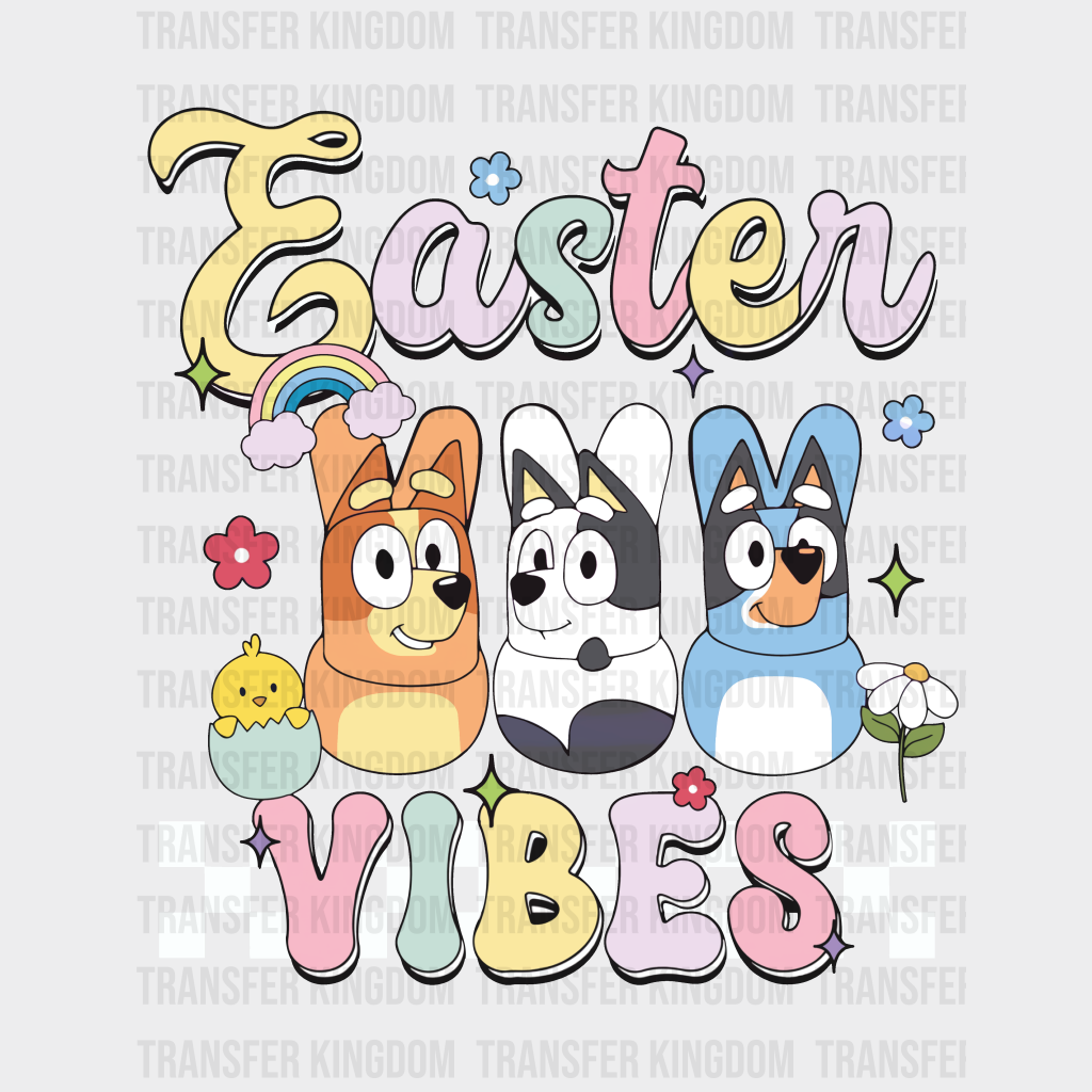 Bluey Easter Vibes - Dtf Heat Transfer Unisex S & M (10’) / Light Color Design (See Imaging)