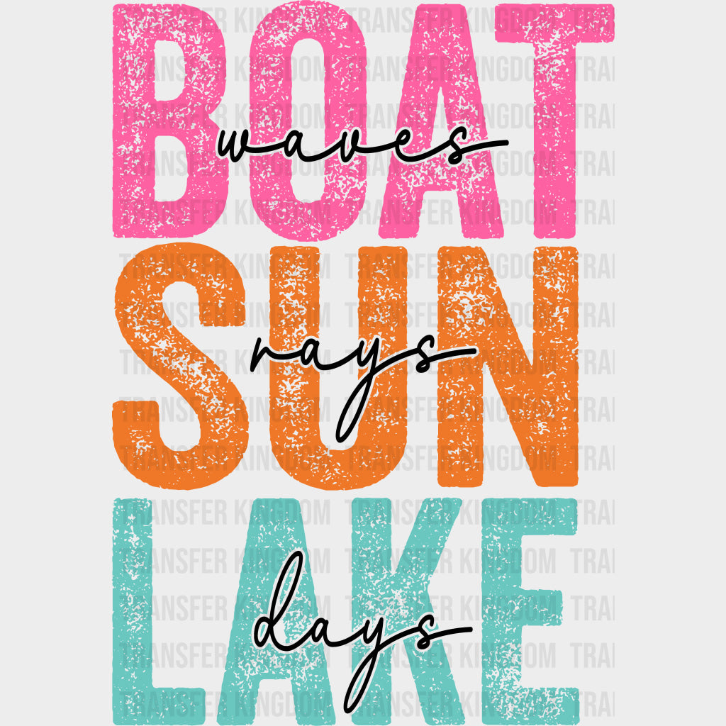 Boat Waves, Sun Rays, Lake Days - Boating DTF Transfers transfer-kingdom Dark Color Design (See Imaging)