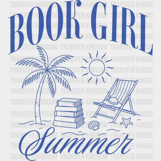 Book Girl Summer - Reading DTF Transfers - Adult Unisex - S & M (10’’) / Dark Color Design (See Imaging)