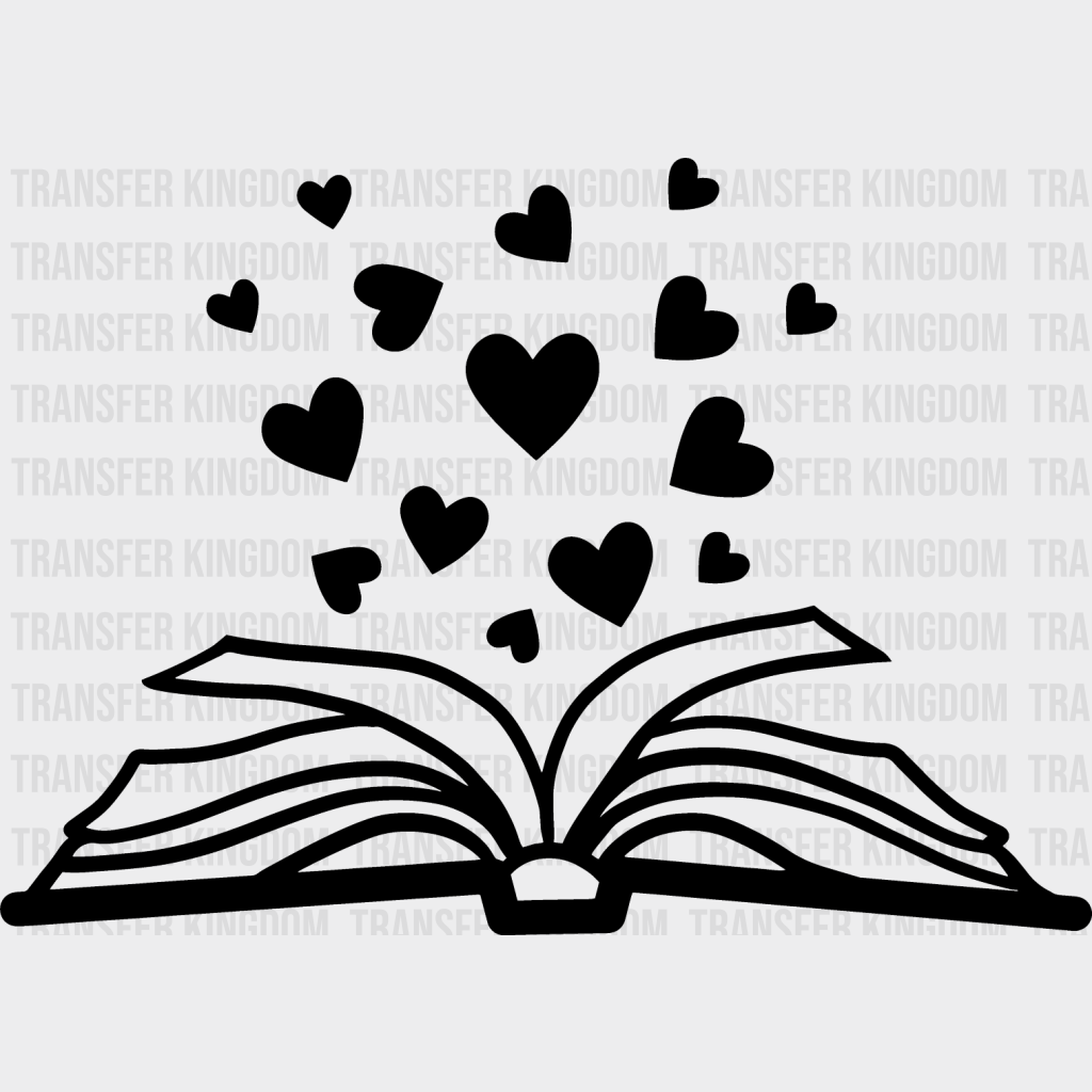 Book Heart Design - Reading Dtf Heat Transfer Unisex S & M (10’’) / Dark Color See Imaging