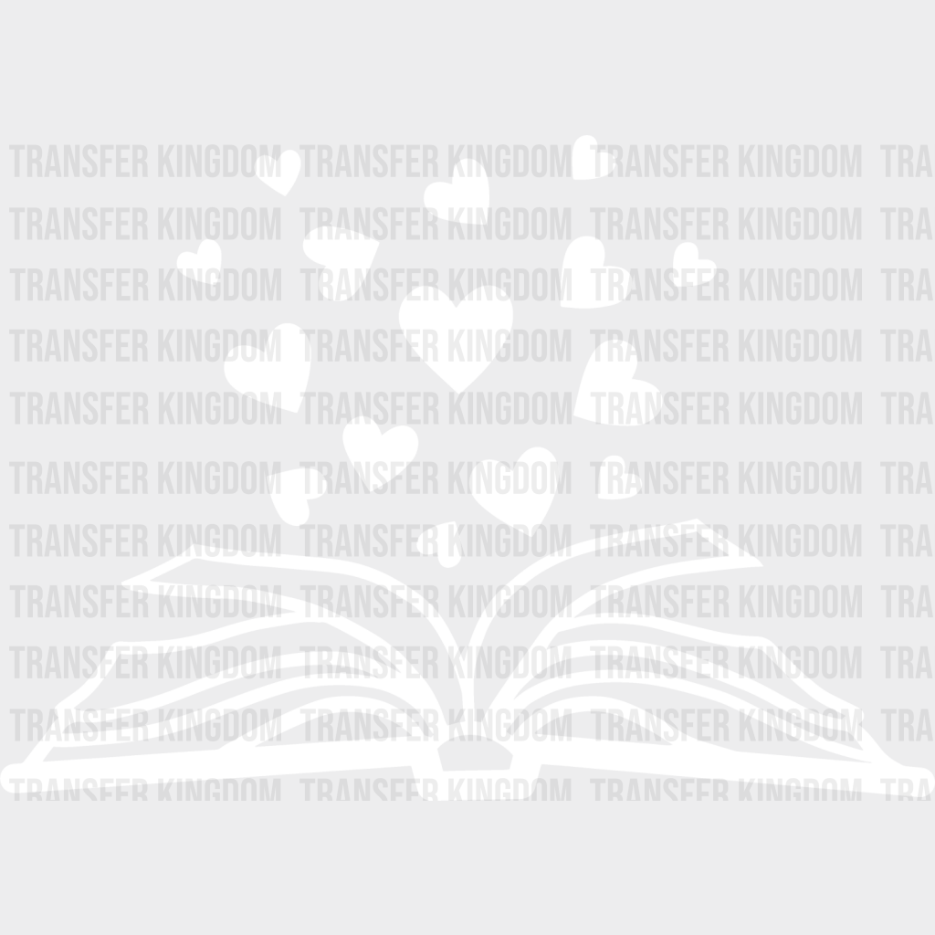 Book Heart Design - Reading Dtf Heat Transfer Unisex S & M (10’’) / Light Color See Imaging