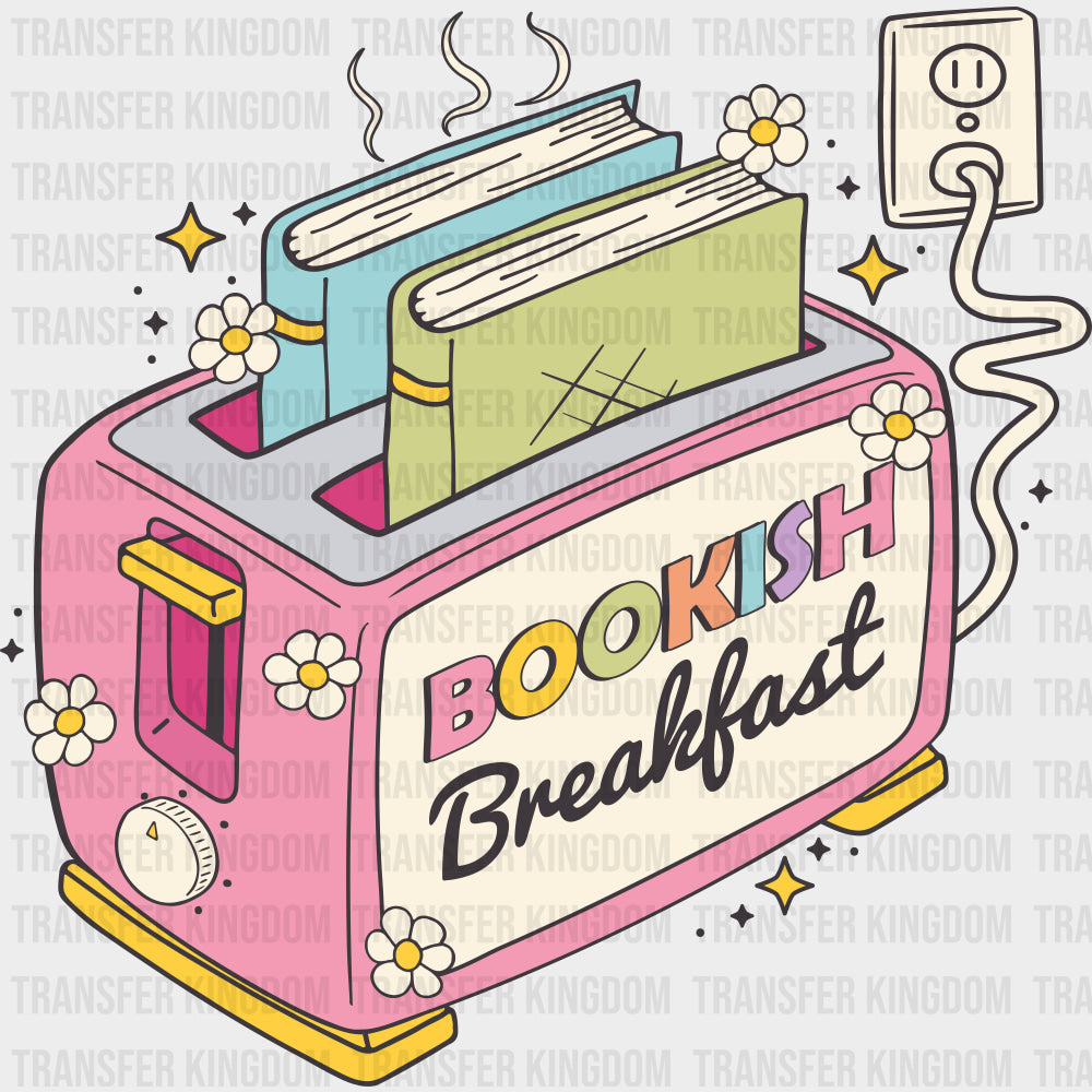 Bookish Breakfast - Reading DTF Transfers Adult Unisex - S & M (10’’) / Dark Color Design (See Imaging)