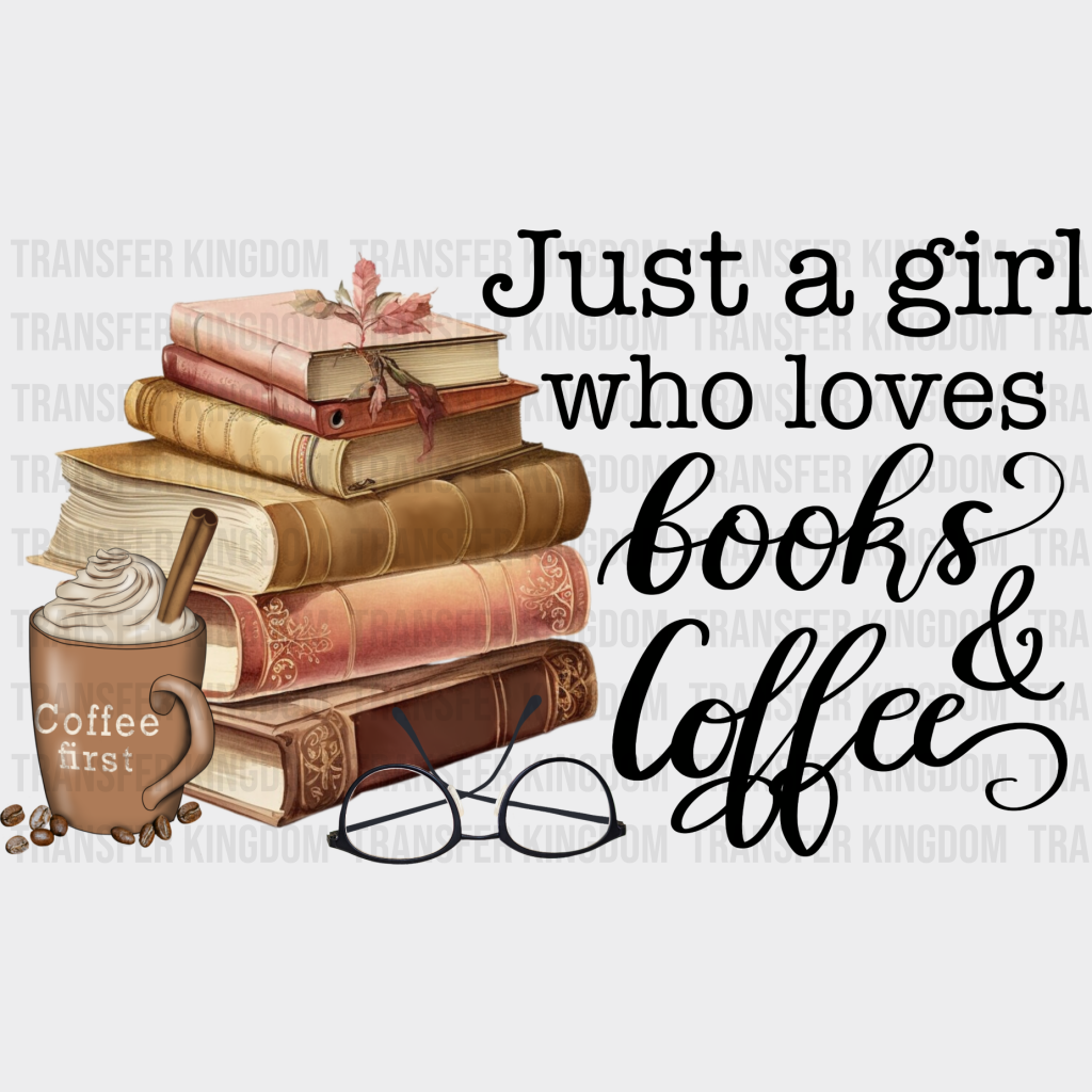 Books And Coffee - Reading Dtf Heat Transfer Unisex S & M (10’’) / Dark Color Design See Imaging