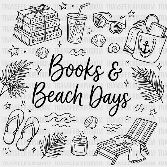 Books & Beach Days - Reading DTF Transfers - Adult Unisex - S & M (10’’) / Dark Color Design (See Imaging)