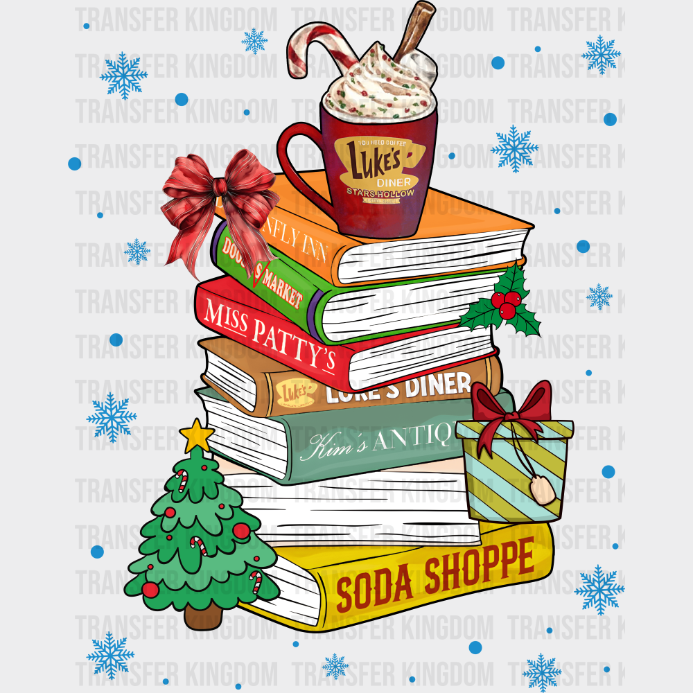 Books & Coffee Christmas DTF Transfer