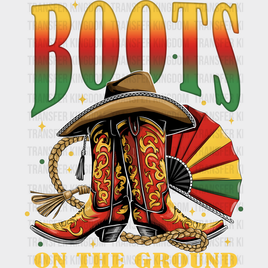 Boots On The Ground Cowboy Boots - Juneteenth DTF Transfer