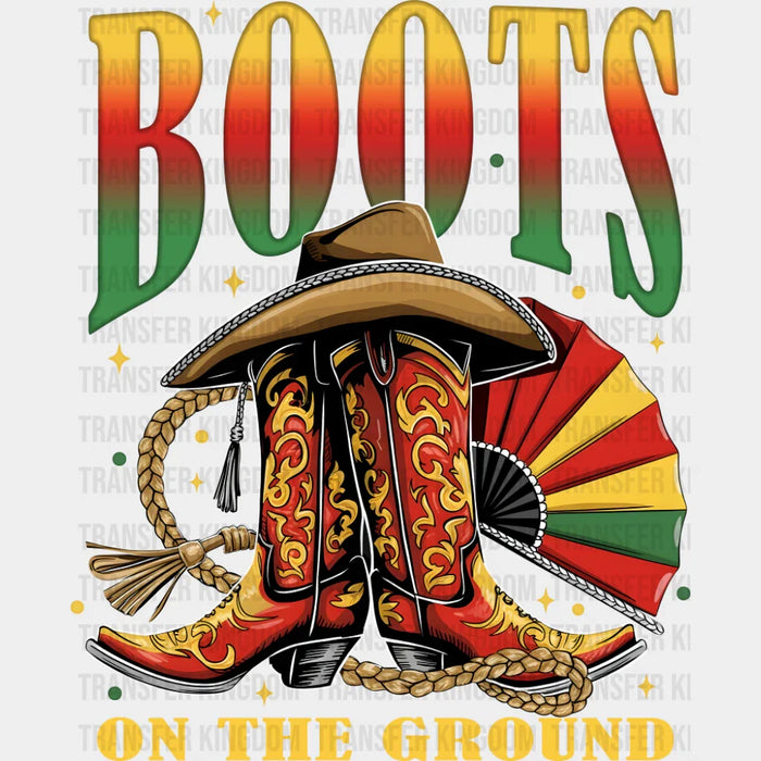 Boots On The Ground Cowboy Boots - Juneteenth DTF Transfer