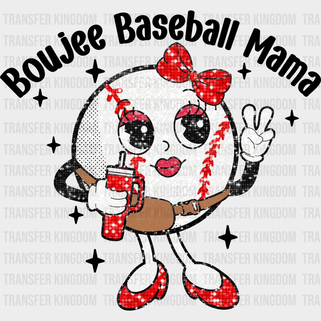 Boujee Baseball Mama - Dtf Heat Transfer Unisex S & M (10’’) / Dark Color Design (See Imaging)