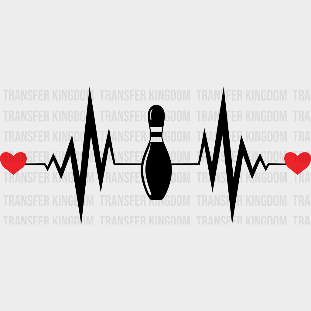 Bowling Pin ECG Line - Bowling DTF Transfers Adult Unisex - S & M (10’’) / Dark Color Design (See Imaging)