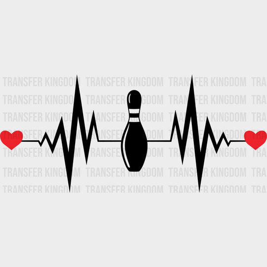Bowling Pin ECG Line - Bowling DTF Transfers Adult Unisex - S & M (10’’) / Dark Color Design (See Imaging)
