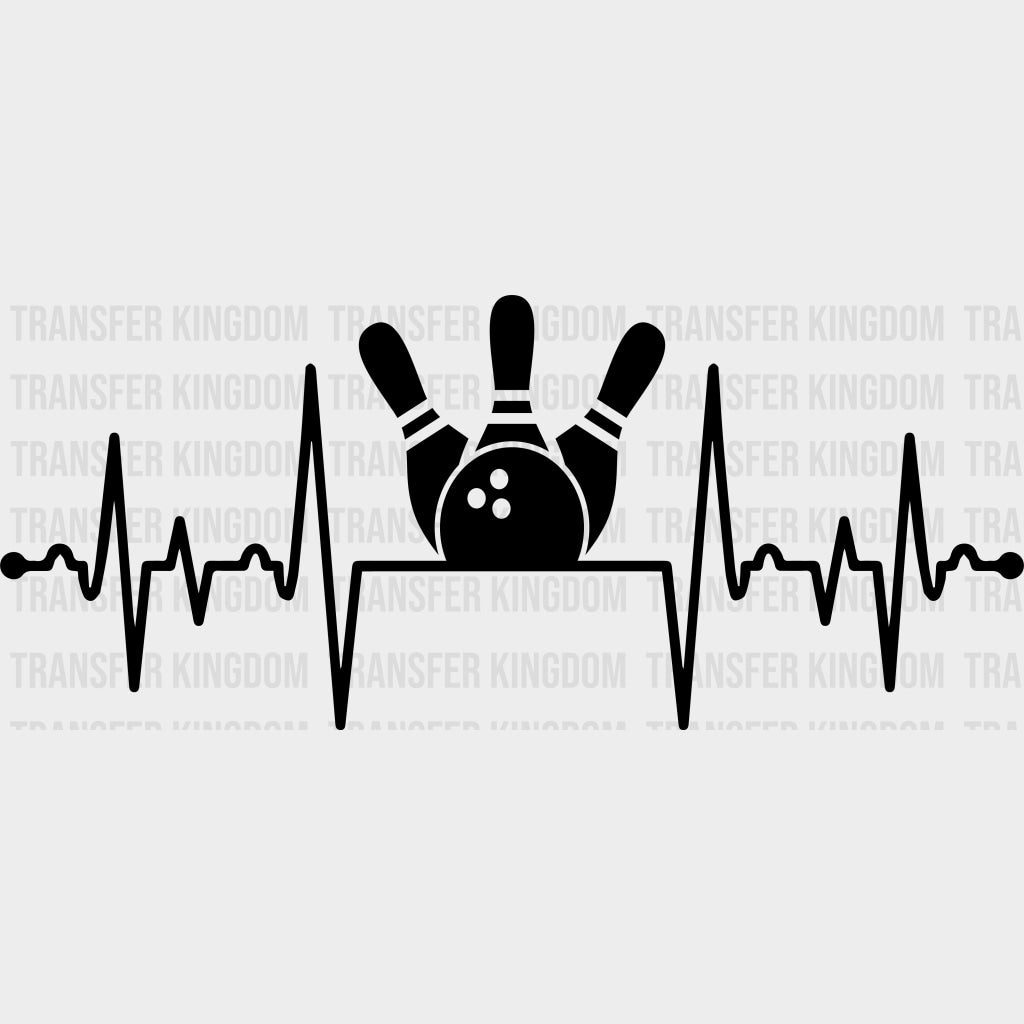 Bowling Pins ECG Line - Bowling DTF Transfers Adult Unisex - S & M (10’’) / Dark Color Design (See Imaging)
