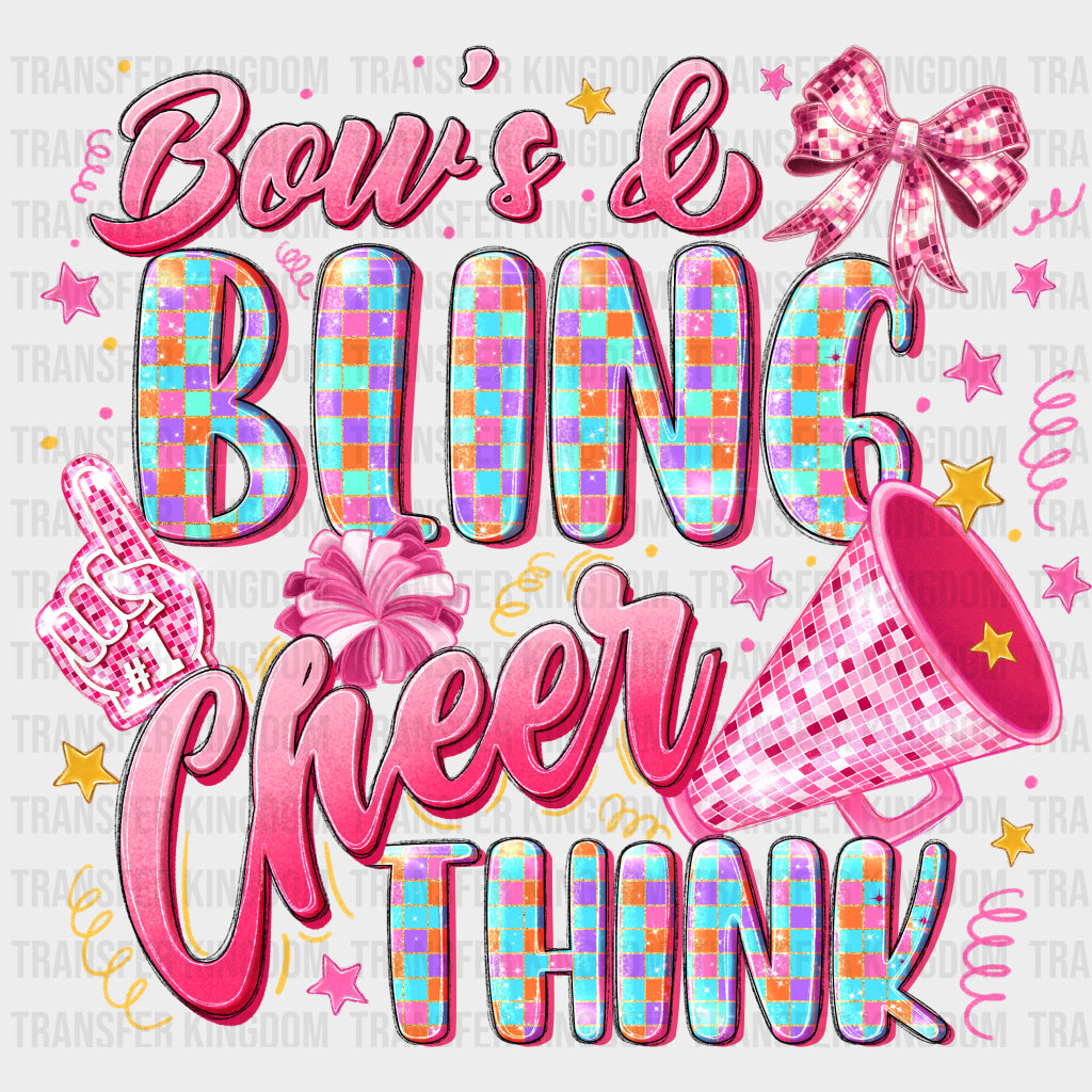 Bows & Bling It’s A Cheer Thing Cyan & Pink - Cheerleading DTF Transfers