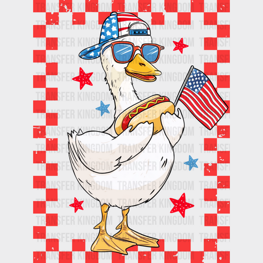 Boy & Girl Goose Hot Dog Red Design - 4th Of July DTF Transfer Adult Unisex - S & M (10’’) / Boy Design (See Imaging)