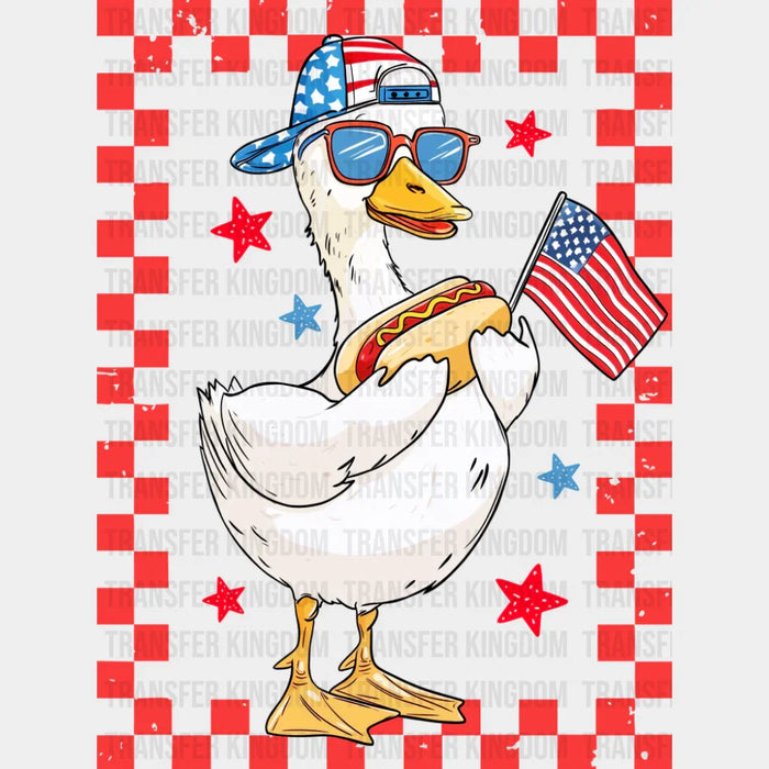 Boy & Girl Goose Hot Dog Red Design - 4th Of July DTF Transfer