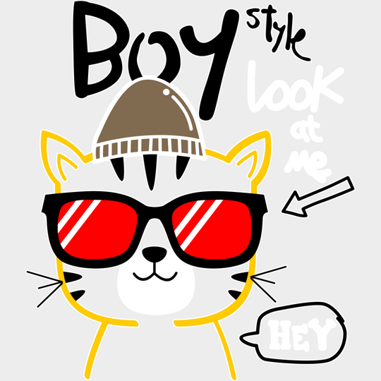 Boy Style Look At Me - Cats DTF Transfer Adult Unisex - S & M (10’’) / Light Color Design (See Imaging)