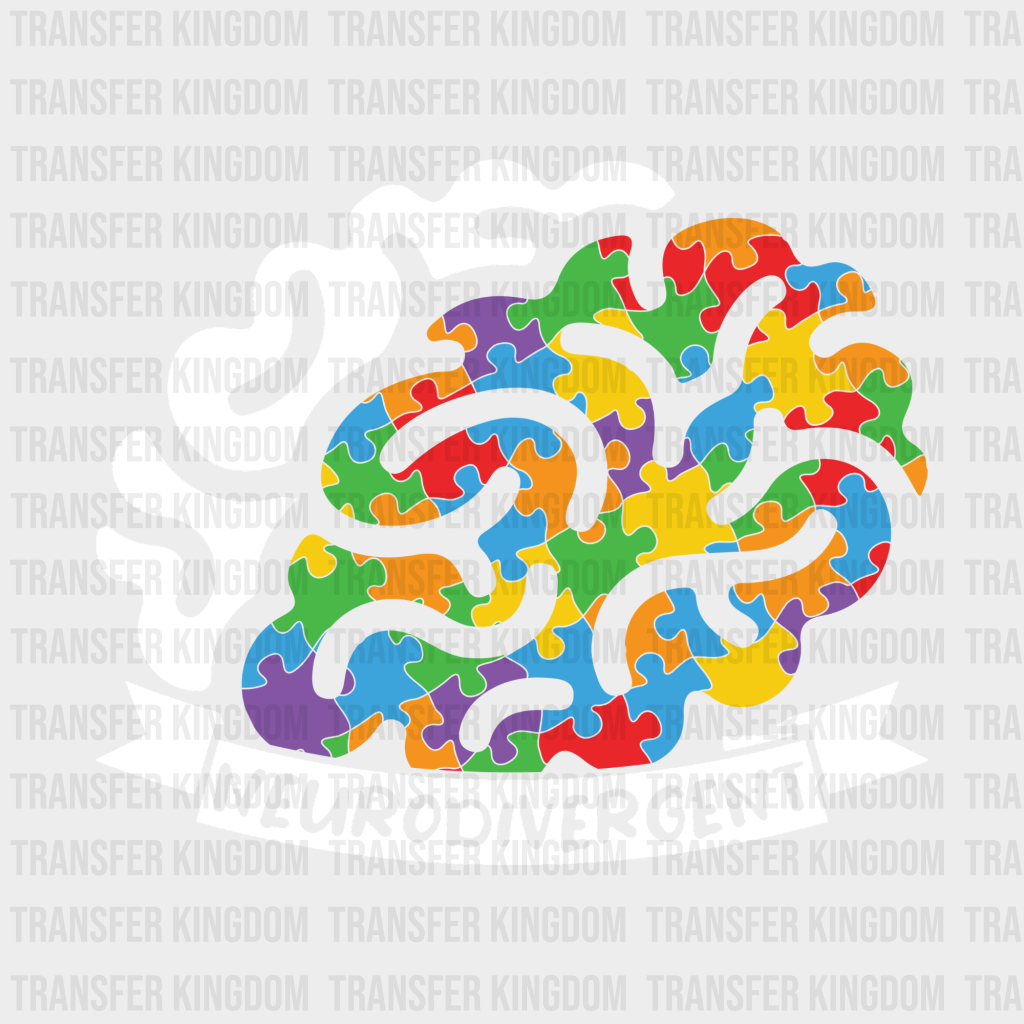 Brain Neurodiversity Autism Awareness Design - DTF heat transfer - Transfer Kingdom