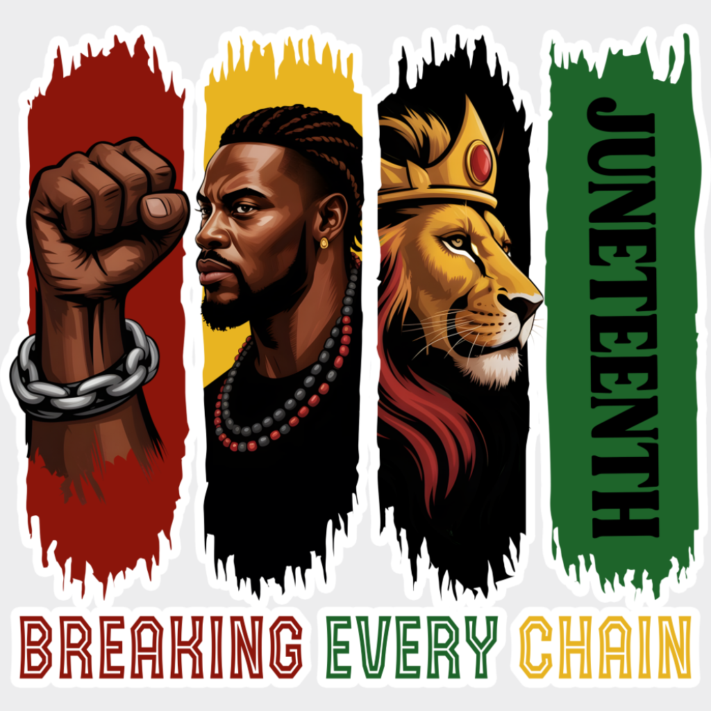 Breaking Every Chain Lion Design - Juneteenth DTF Transfer Adult Unisex - S & M (10’’) / Light Color Design (See