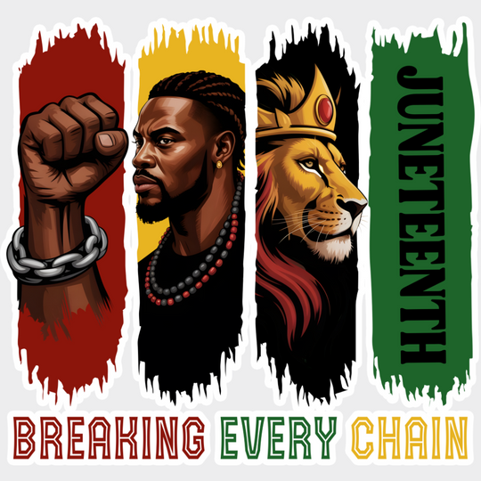 Breaking Every Chain Lion Design - Juneteenth DTF Transfer Adult Unisex - S & M (10’’) / Light Color Design (See