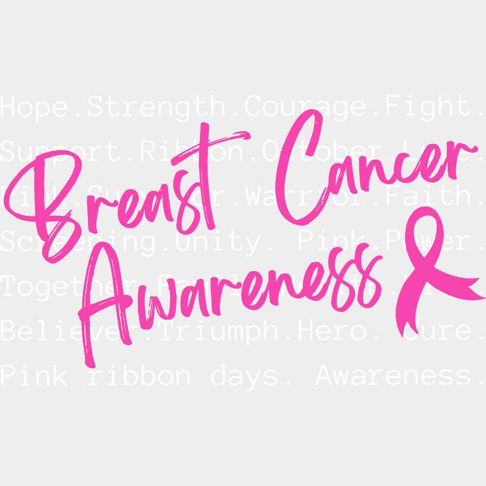 Breast Cancer Awareness B&W - Breast Cancer DTF Transfers - Adult Unisex - S & M (10’’) / Light Color Design (See
