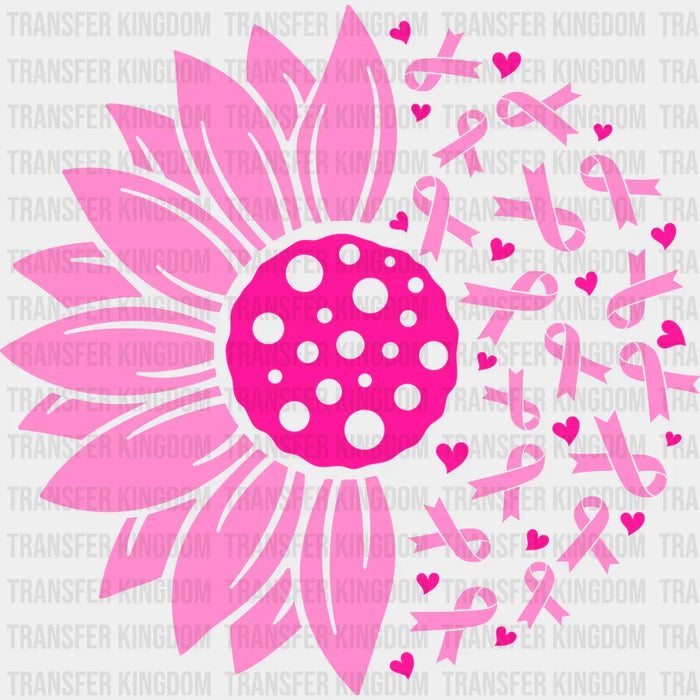 Breast Cancer Ribbon Sunflower Design - DTF heat transfer