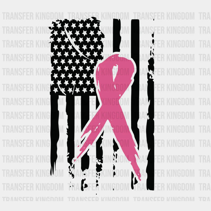 Breast Cancer USA Flag Ribbon Design - DTF heat transfer