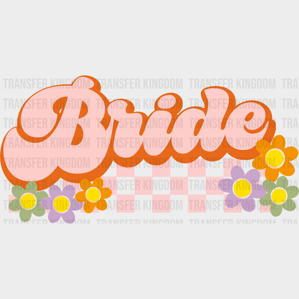 Bride Checkered Design - Bachelorette Iron On Dtf Transfer