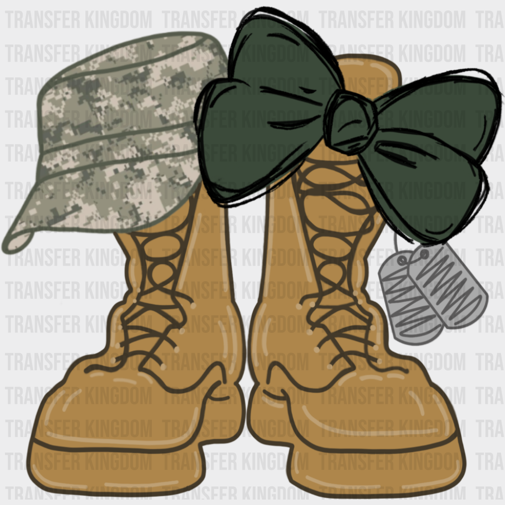 Brown Boots Green Ribbon - Military DTF Transfer