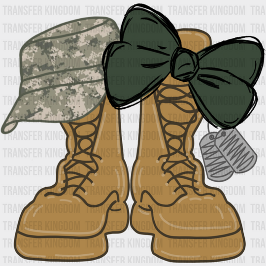 Brown Boots Green Ribbon - Military DTF Transfer