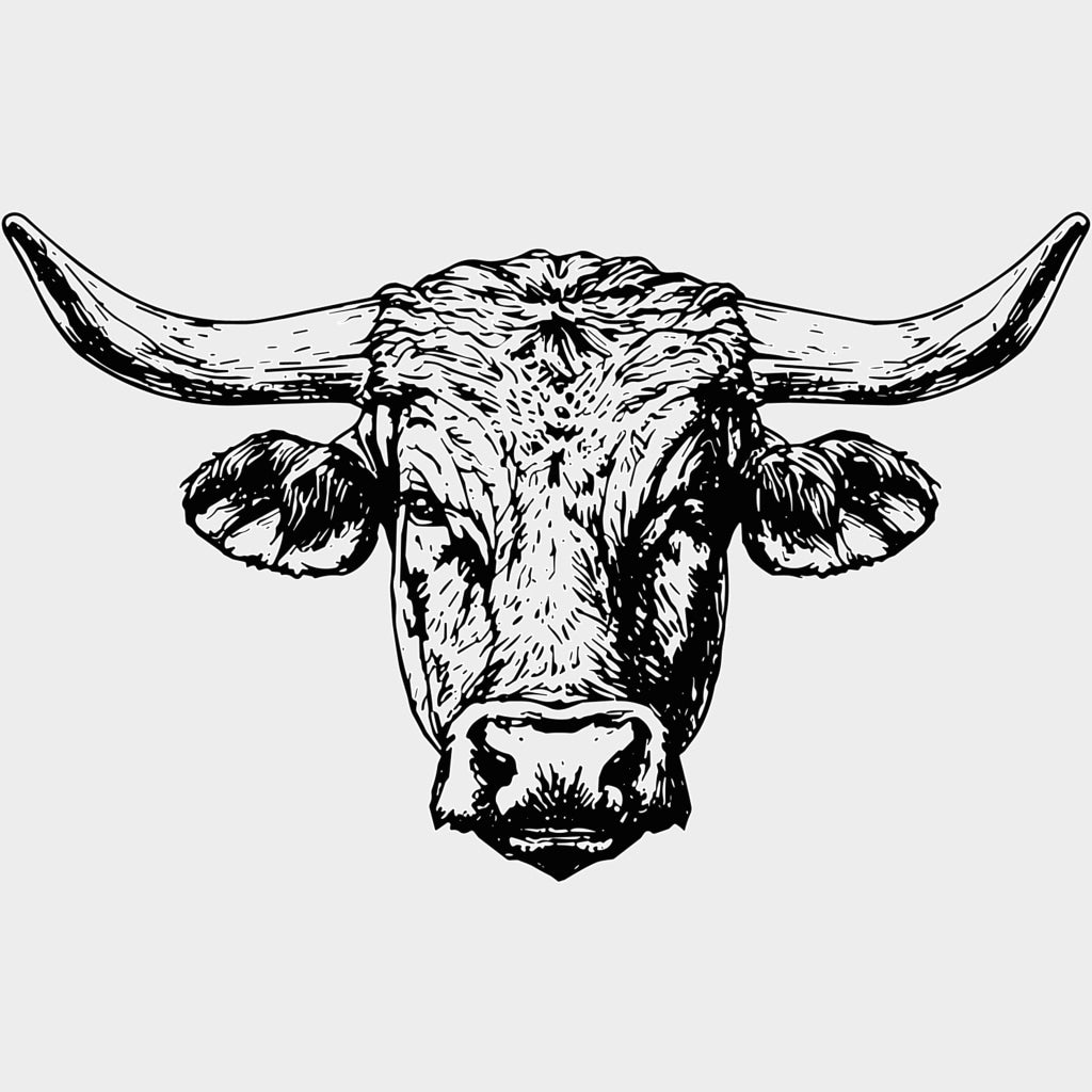 Bull B&W Face - Animals DTF Transfers - Adult Unisex - S & M (10’’) / Light Color Design (See Imaging)
