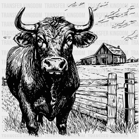 Bull In Farm - Animals DTF Transfers - Adult Unisex - S & M (10’’) / Dark Color Design (See Imaging)