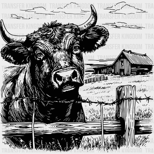 Bull In Front Of Farmhouse - Animals DTF Transfers - Adult Unisex - S & M (10’’) / Dark Color Design (See Imaging)