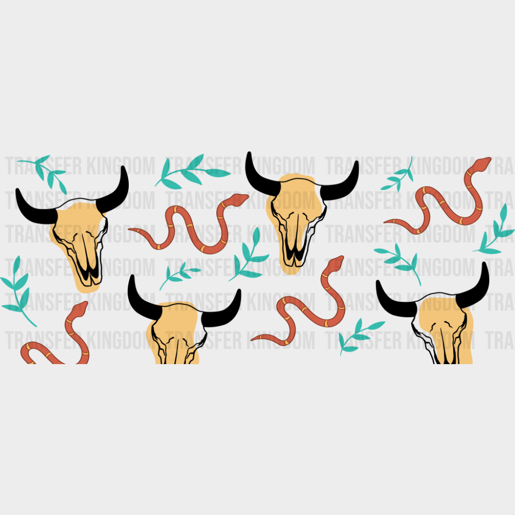 Bull Skulls - General Cup Wrap UV Sticker Permanent UV DTF Decal UVDTF