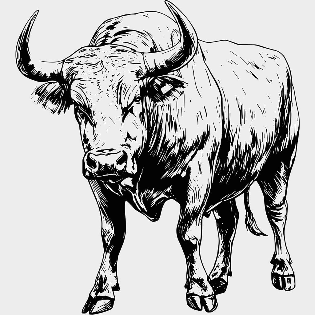 Bull Standing - Animals DTF Transfers - Adult Unisex - S & M (10’’) / Light Color Design (See Imaging)
