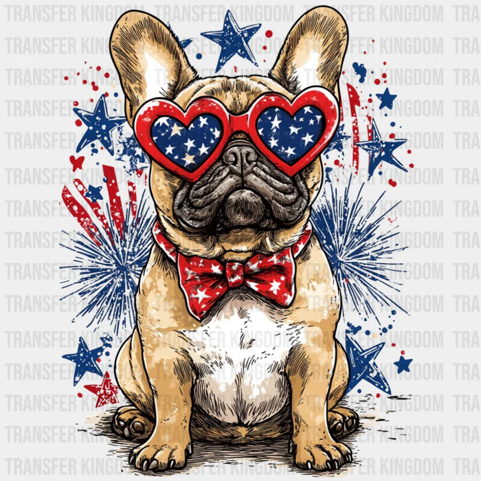 Bulldog And Fireworks - 4th Of July DTF Transfer