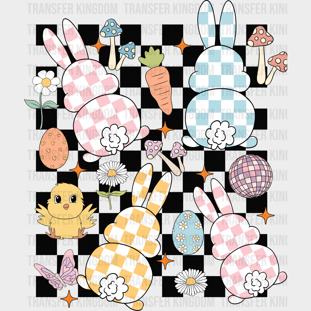 Bunnies And Easter Doodles - Dtf Heat Transfer Unisex S & M (10’) / Dark Color Design (See Imaging)