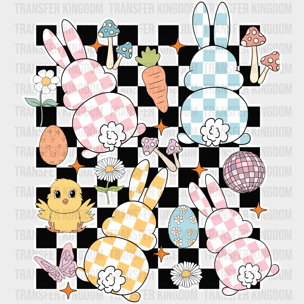 Bunnies And Easter Doodles - Dtf Heat Transfer Unisex S & M (10’) / Light Color Design (See Imaging)